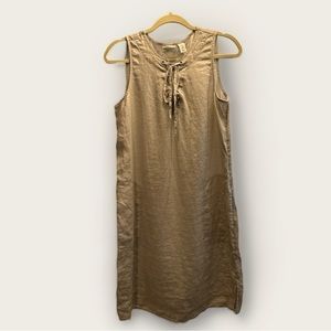 Adrienne Vittadini Dress | Linen khaki Dress | Size Small
